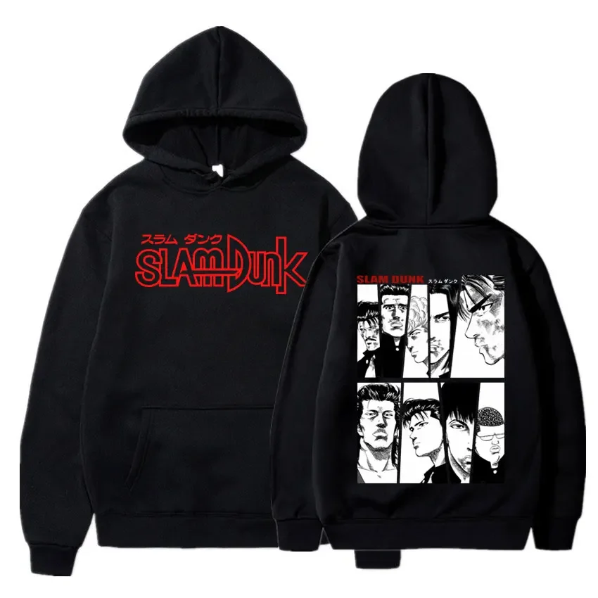 

Толстовка унисекс Двусторонняя флисовая, японское аниме с рисунком Slam Dunk, уличный тренд, винтажный свитшот, модные худи