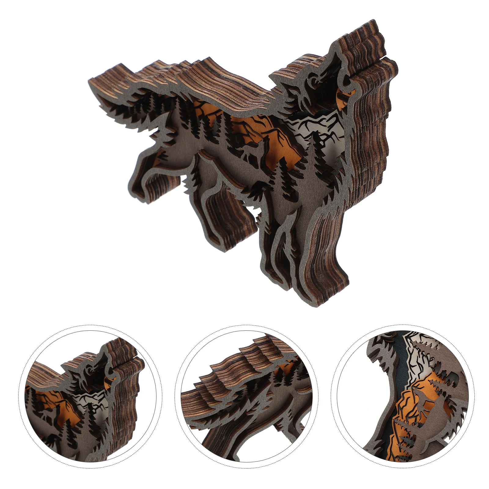 Офисное украшение Статуя волка Деревянный орнамент Украшения Моделирование