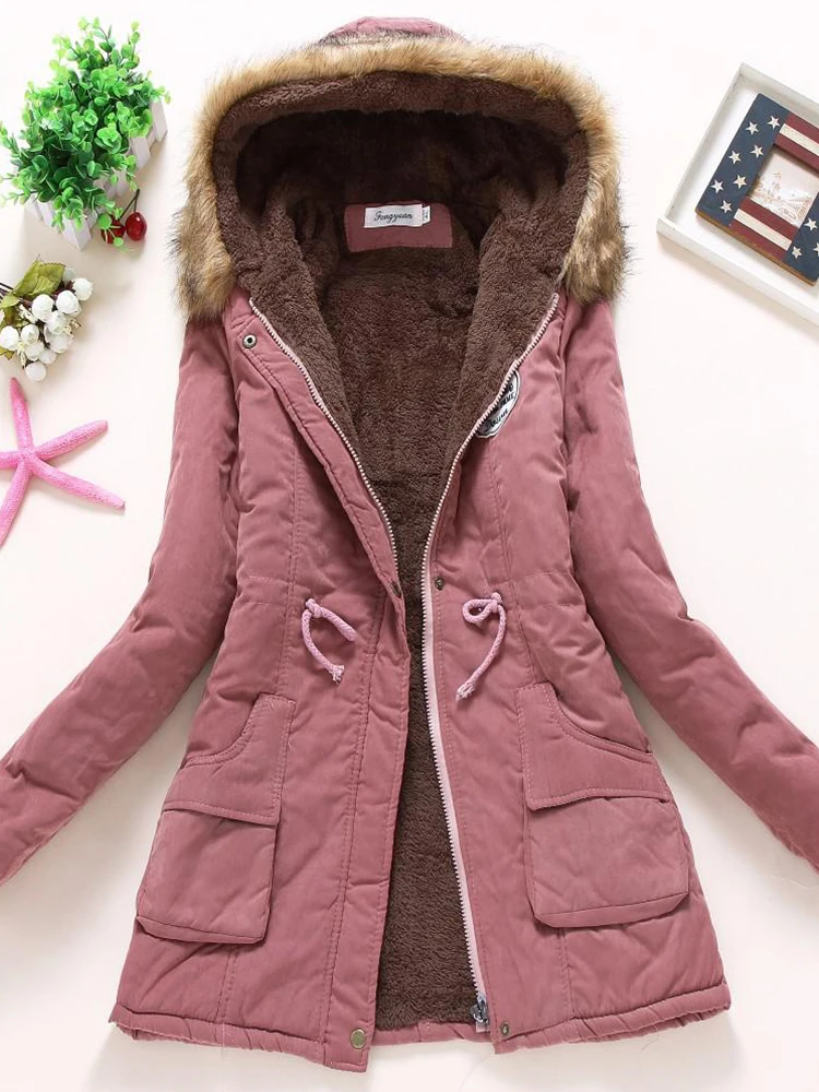 Ailegogo 2022 New Autumn Winter Women Cotton Jacket Padded Casual Slim Coat Emboridery Hooded Parkas Wadded Warm Overcoat