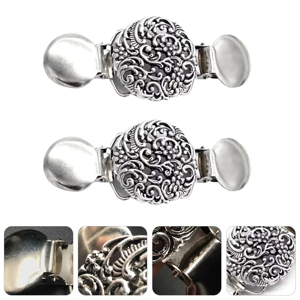 

2pcs Sweater Shawl Clips Vintage Alloy Cardigan Collar Clips Dress Shirt Brooch Clips Vest closure ladies Cinch