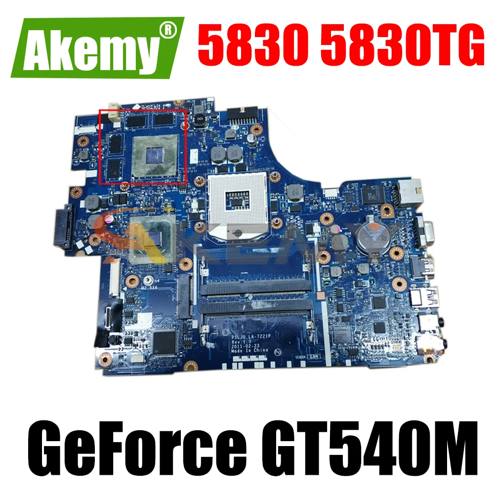 

Материнская плата AKEMY для ноутбука Acer Aspire 5830 5830TG, материнская плата s989 Hm65 MB.RHJ02.001 MBRHJ02001 LA-7221P GeForce GT540M