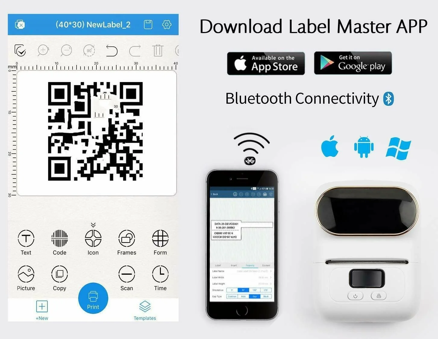 Карманный мини-принтер для этикеток bluetooth-совместимый портативный термопринтер