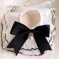 Black and White Bow Washable Dog Bandanas Prom Banquet Princess Bibs Dog Kerchief Dog Collar Cat Pets Collar Pet Scarf