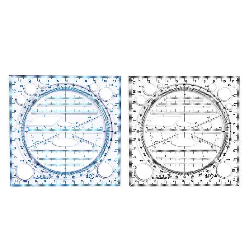 

Multifunction Rotatable Drawing Template Art Design Construction Architect Stereo Geometry Circle Drafting Measuring Scale Ruler