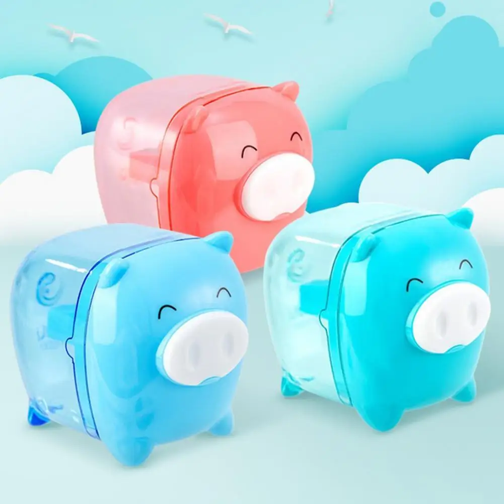 

Manual Pencil Sharpener Pig Shaped Plastic Waste Storage Convenient Pencil Curler for Desktop
