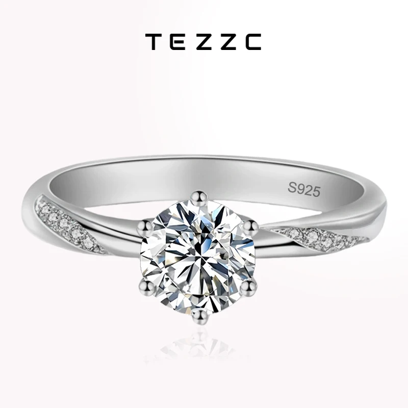 Женское кольцо из серебра 925 пробы с муассанитом 1 карат 2 карата