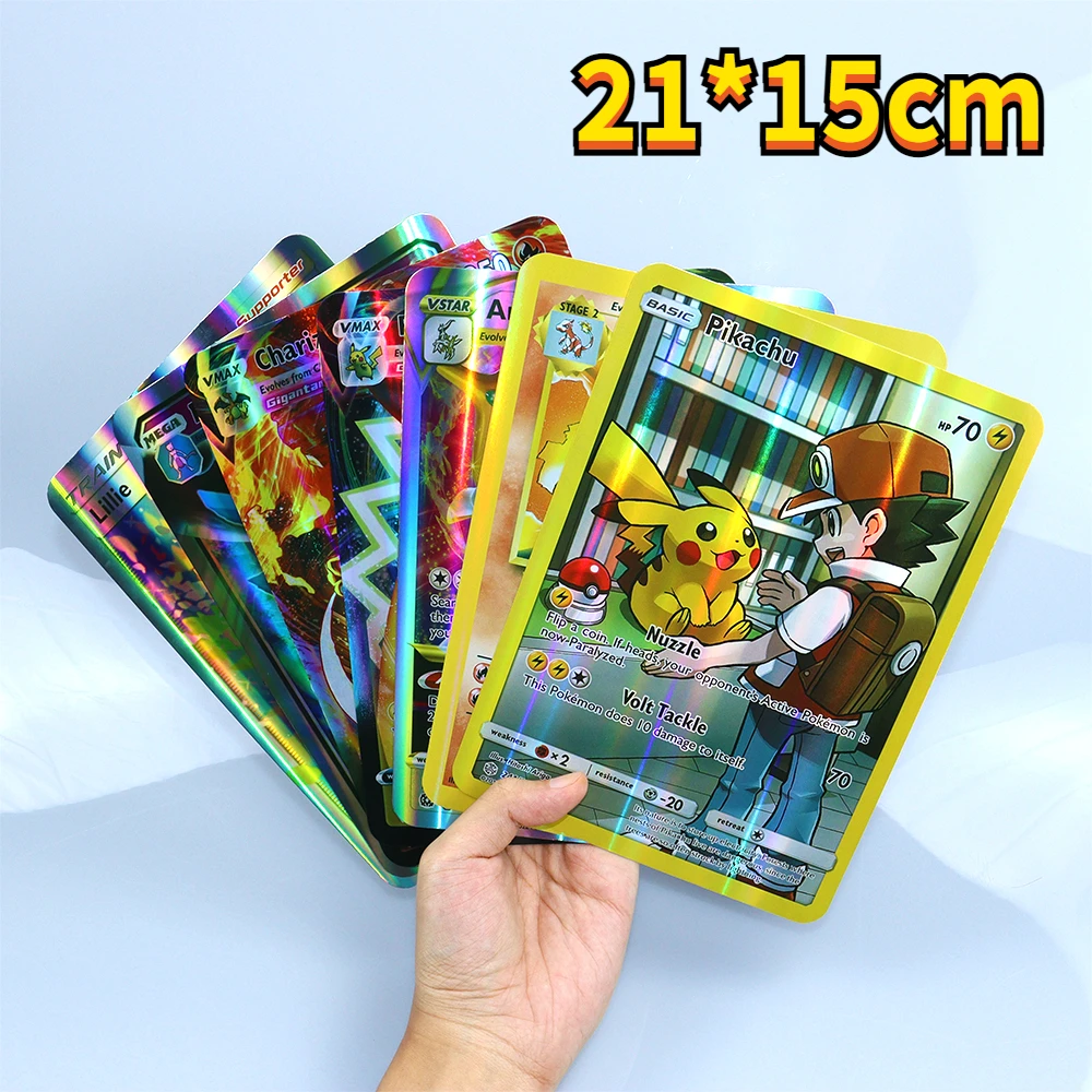 

Pokemon 30Pcs/Boxd 21*15cm Big Rainbow Cards Vstar Pack Oversized Jumbo English Letters Pikachu Charizard Vmax GX Game Big Cards