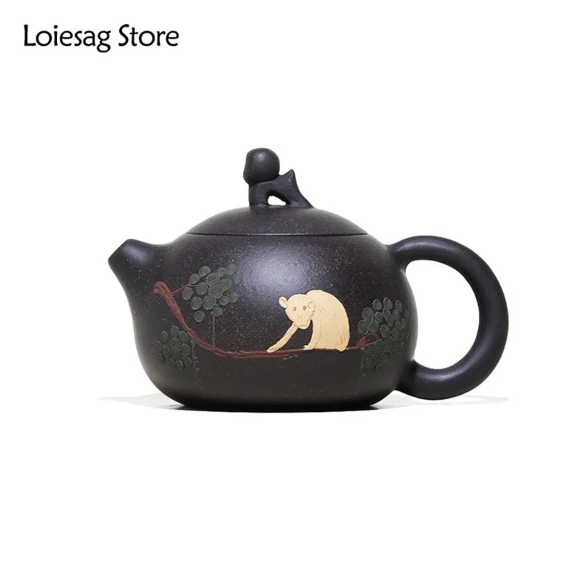 

200ml Raw Ore Black Gold Sand Xishi Tea Pot Classic Yixing Purple Clay Teapots Home Zisha Filter Kettle Tea Ceremony Accessories