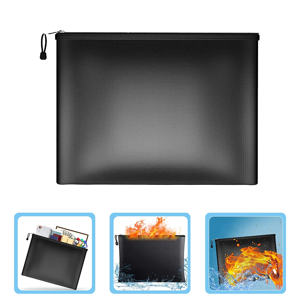 

Fireproof File Bag Waterproof Storage Tote Money Important Document Holder Rack Cloth Bags Zipper