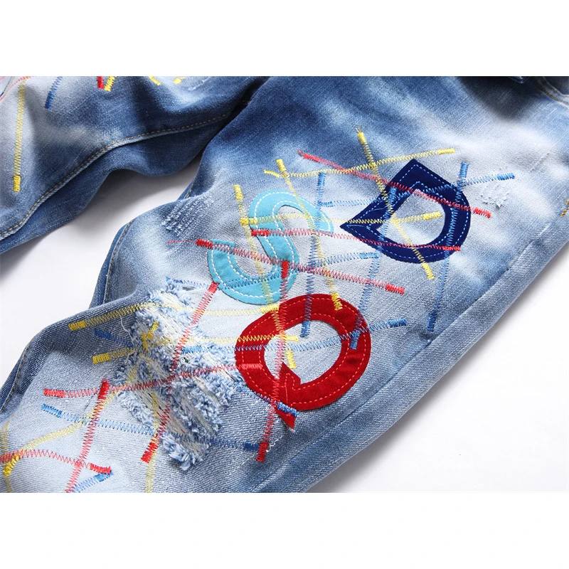 Men's Hip Hop Youth Street Tide Jeans High Quality Brand Designer Casual Style Denim Pants 2023 New Fashion Men Trouser Big Size