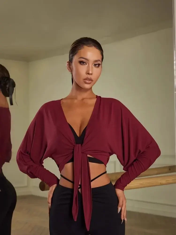 Женский топ для латиноамериканских танцев с длинными рукавами размер S - XXXL цвет в