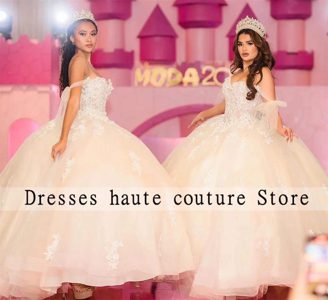 

New Arrival Pink Quinceanera Dresses Off Shoulder Beaded Appliques Sweet 16 Dress Lace-up Vestido De 15 Anos