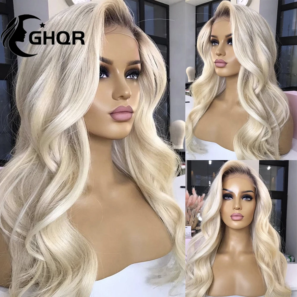 

Wigs for women human hair 360 full lace 613 hd transparent lace frontal wig 13x6 Ombre to Platinum blonde Colored Wavy Style
