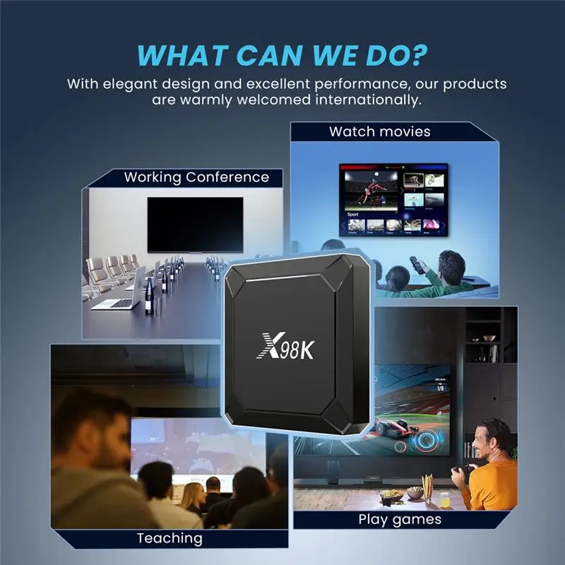 Фото ТВ-приставка X98K с Wi-Fi 6, Bluetooth 5.0, поддержкой AV1, Wi-Fi 2.4G и 5G, 4K HD, смарт-медиаплеер, с европейской вилкой №3