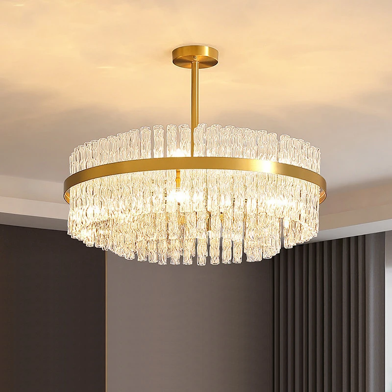 

Gold Modern Chandelier Lighting For Living Room Luxury Round Led Crystal Lamp Home Decoration Chain led Cristal Light Fixtures