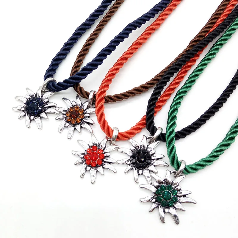 Традиционная немецкая искусственная подвеска, очаровательный цветок на удачу, много цветов, веревочный чокер для искусственных украшений