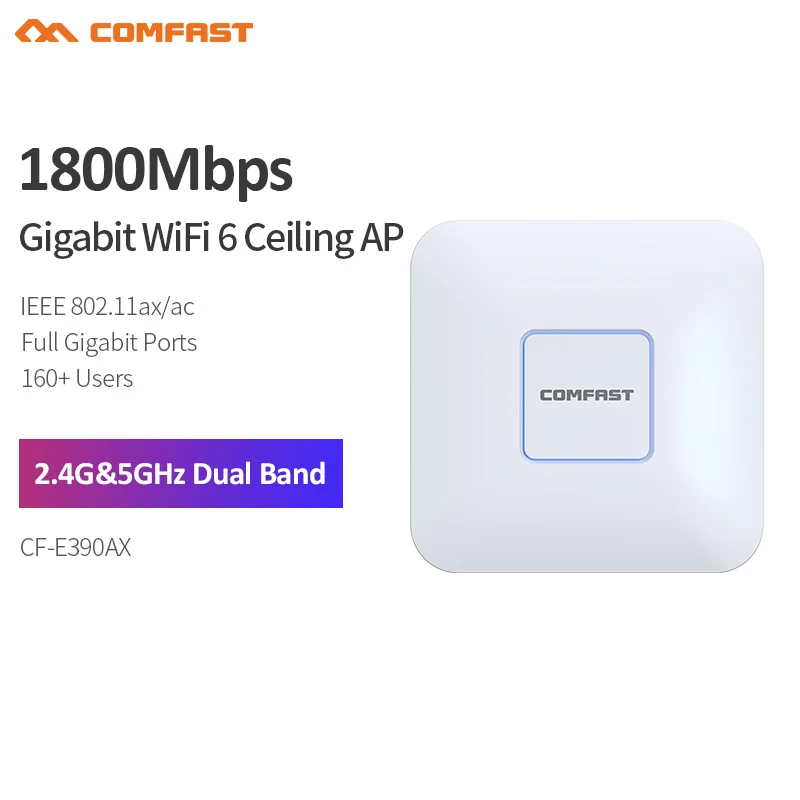 Comfast AX1800 WiFi 6 Ceiling AP Dual Band Wireless Gigabit Access Point Router Extender Indoor WiFi Coverage for Hotel Club