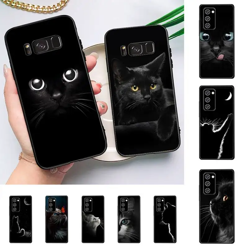 Black Cat Staring Eye On Phone Case for Samsung J 2 3 4 5 6 7 8 prime plus 2018 2017 2016 core