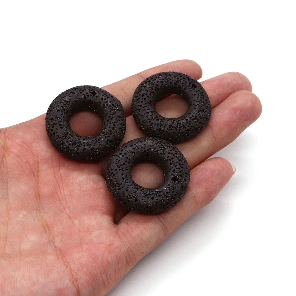 

Черное кольцо с вулканической скалой, подвеска, 33 мм, производство, модное бутиковое очаровательное женское винтажное ювелирное изделие «сделай сам», ожерелье, серьги, аксессуары