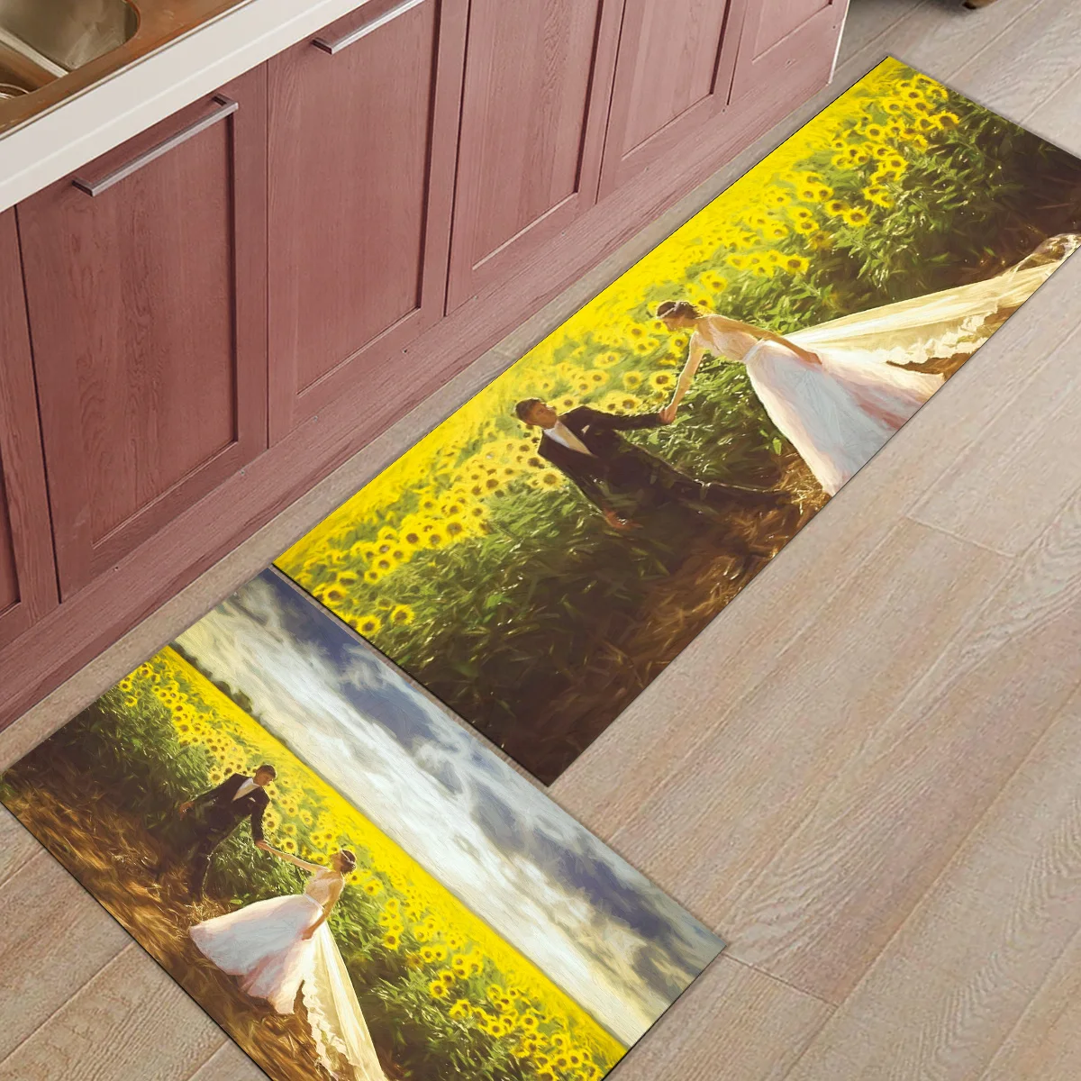 

2 шт./комплект, кухонный коврик с принтом «подсолнухи»