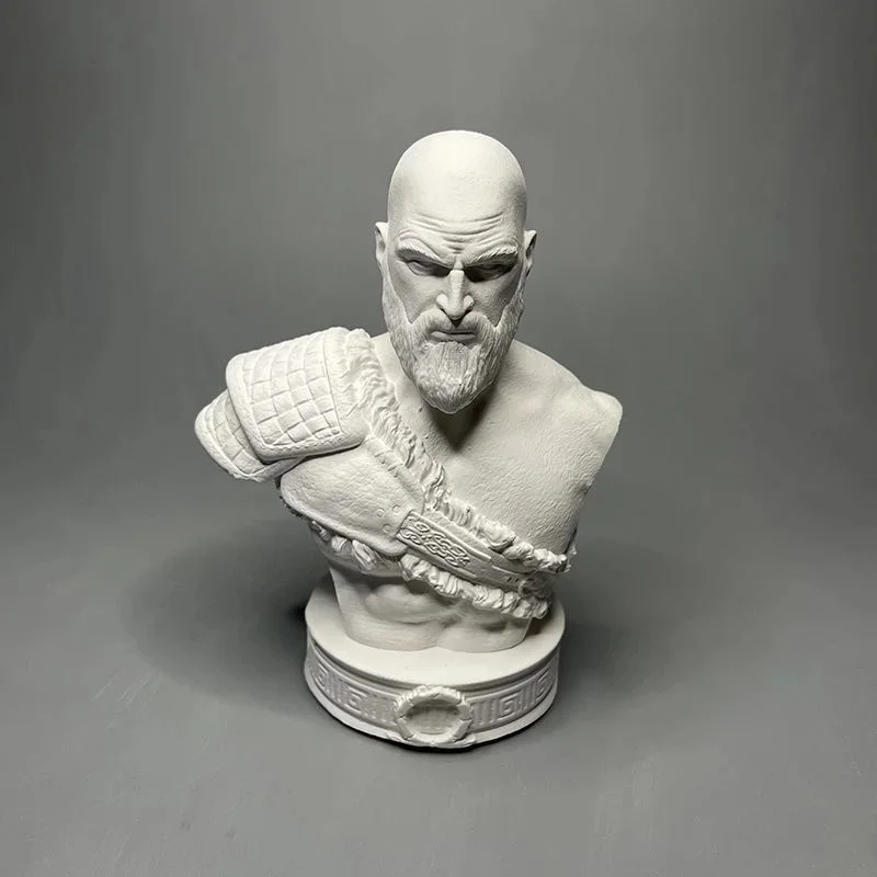 Фото Гипсовая статуя God Of War Кратос Бюст Скульптура Креативные персонализированные украшения Специальные праздничные подарки №1