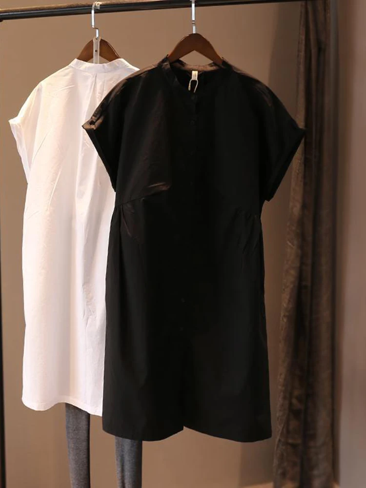 Блузка Женская длинная из хлопка и льна Свободный пуловер оверсайз в стиле ретро