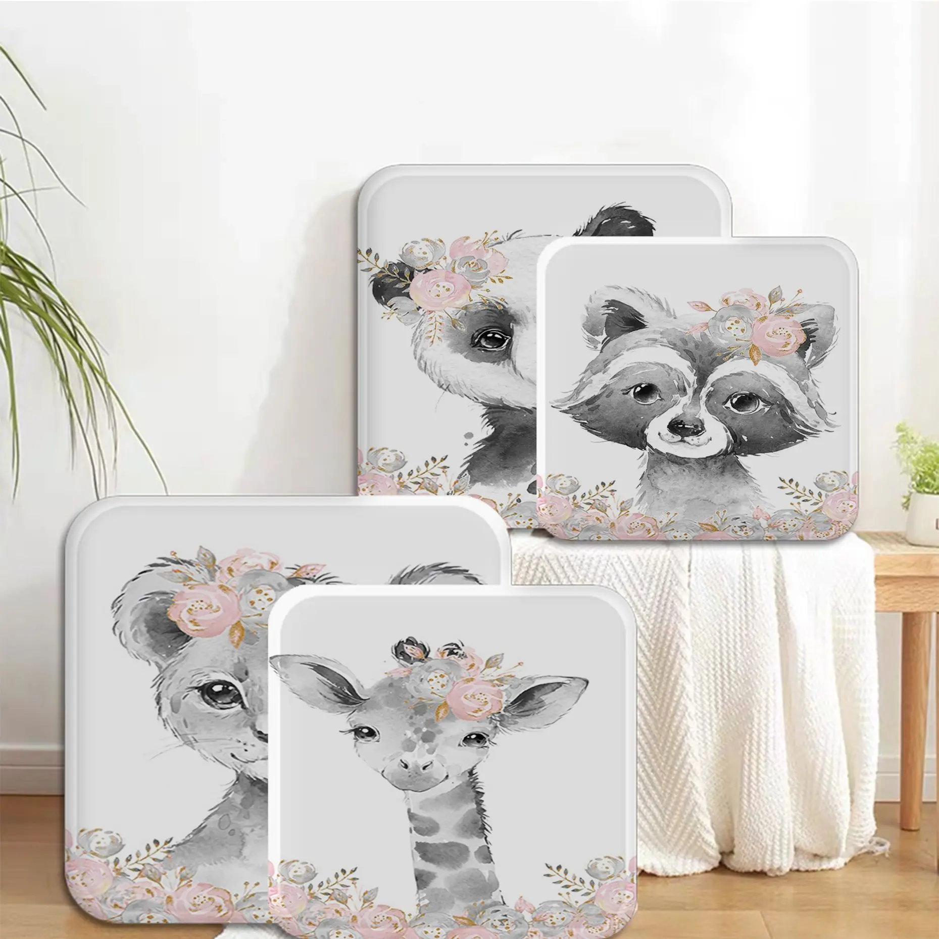 

Flower Prints Animal Simplicity Multi-Color Stool Pad Patio Home Office Chair Seat Cushion Pads Sofa Seat 40x40cm Sofa Cushion