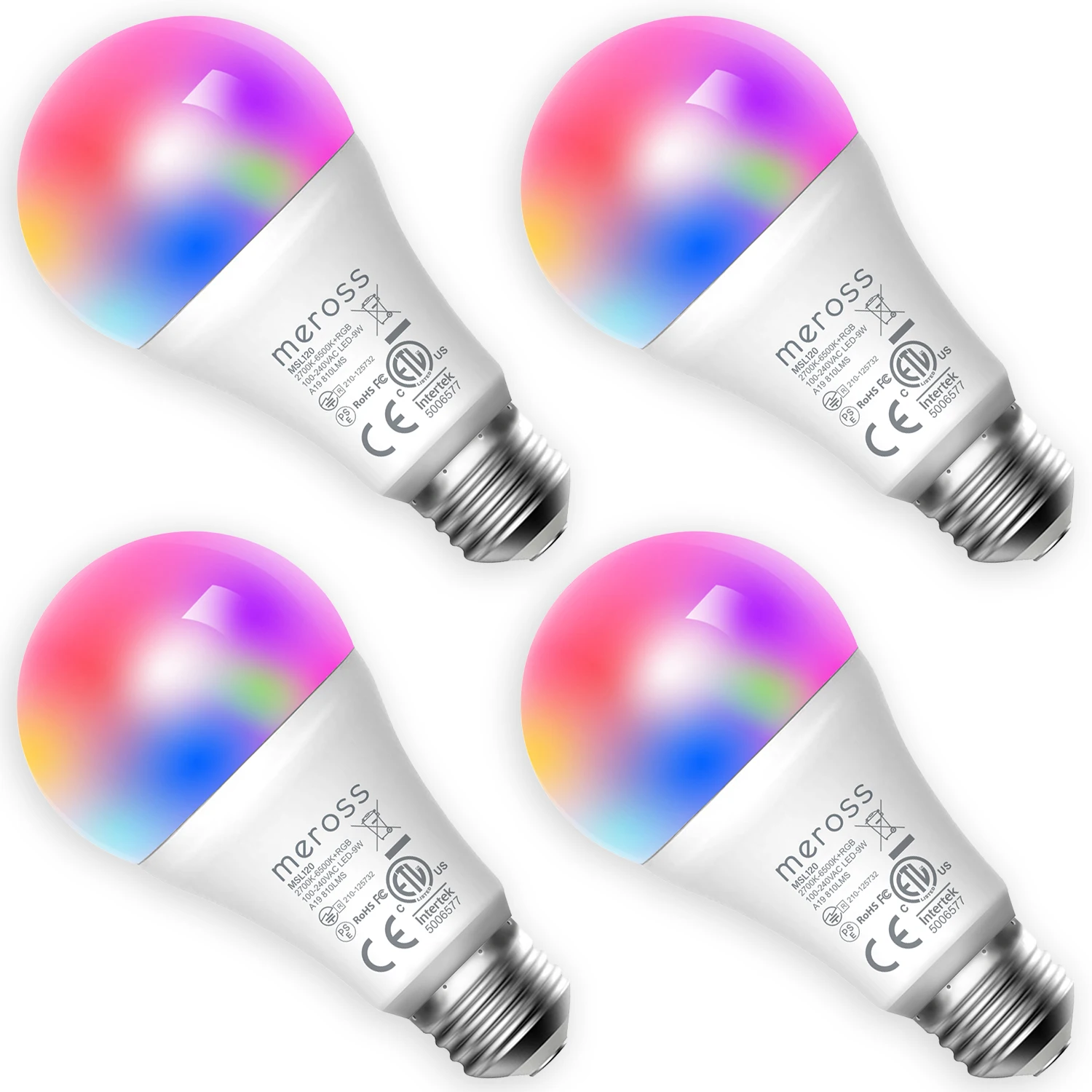 

meross Smart Wi-Fi LED Bulb, E27 Light Bulb, Multiple Colors, RGBCW, 810 Lumens, 60W Equivalent, Compatible with Alexa