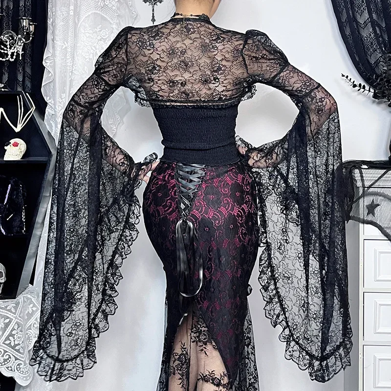 Прозрачная сексуальная готическая классическая кружевная накидка для женщин