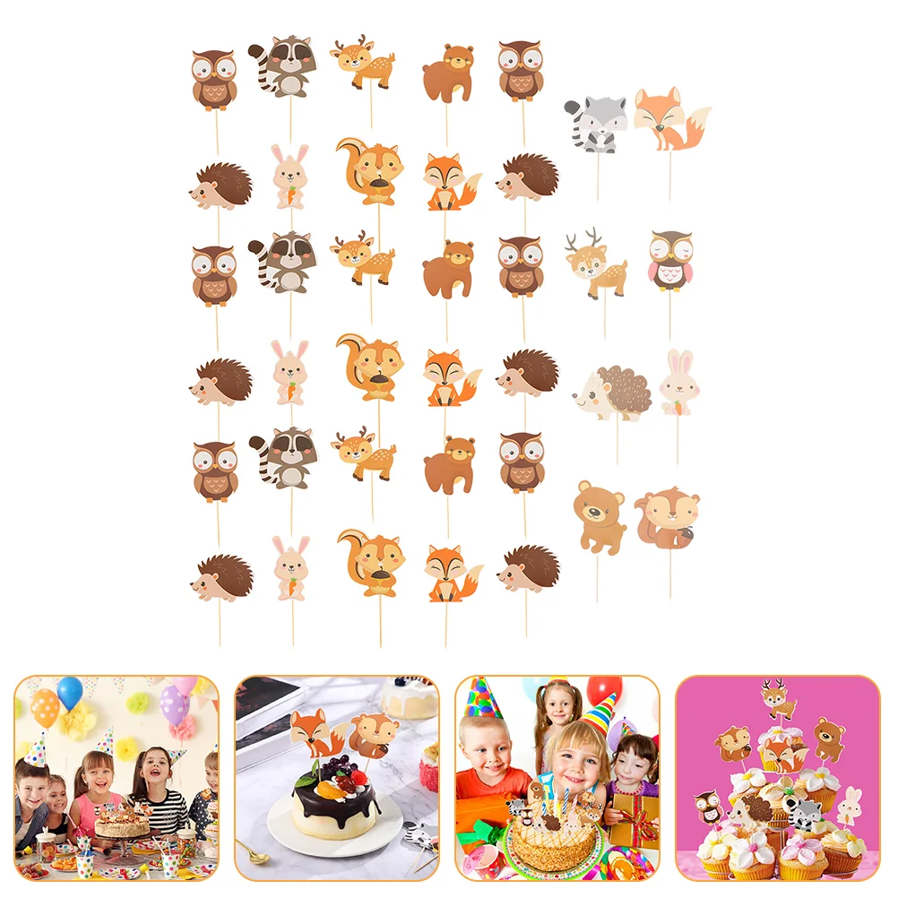 

Animal Cupcake Jungle Animals Party Toppers Birthday Picks Baby Shower Woodland Decoration Forest Zoo Supplies Dessert Pick Wild