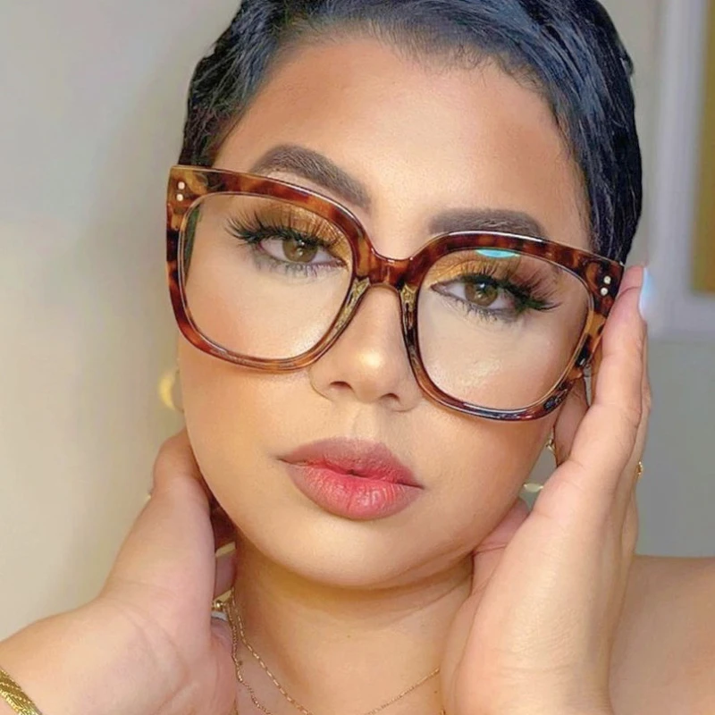 

2023 New Trend PC Anti blue Light Blocking Glasses Vintage Rice Nail Oversize Square Frame Goggles Women Optical Eyeglass Frame