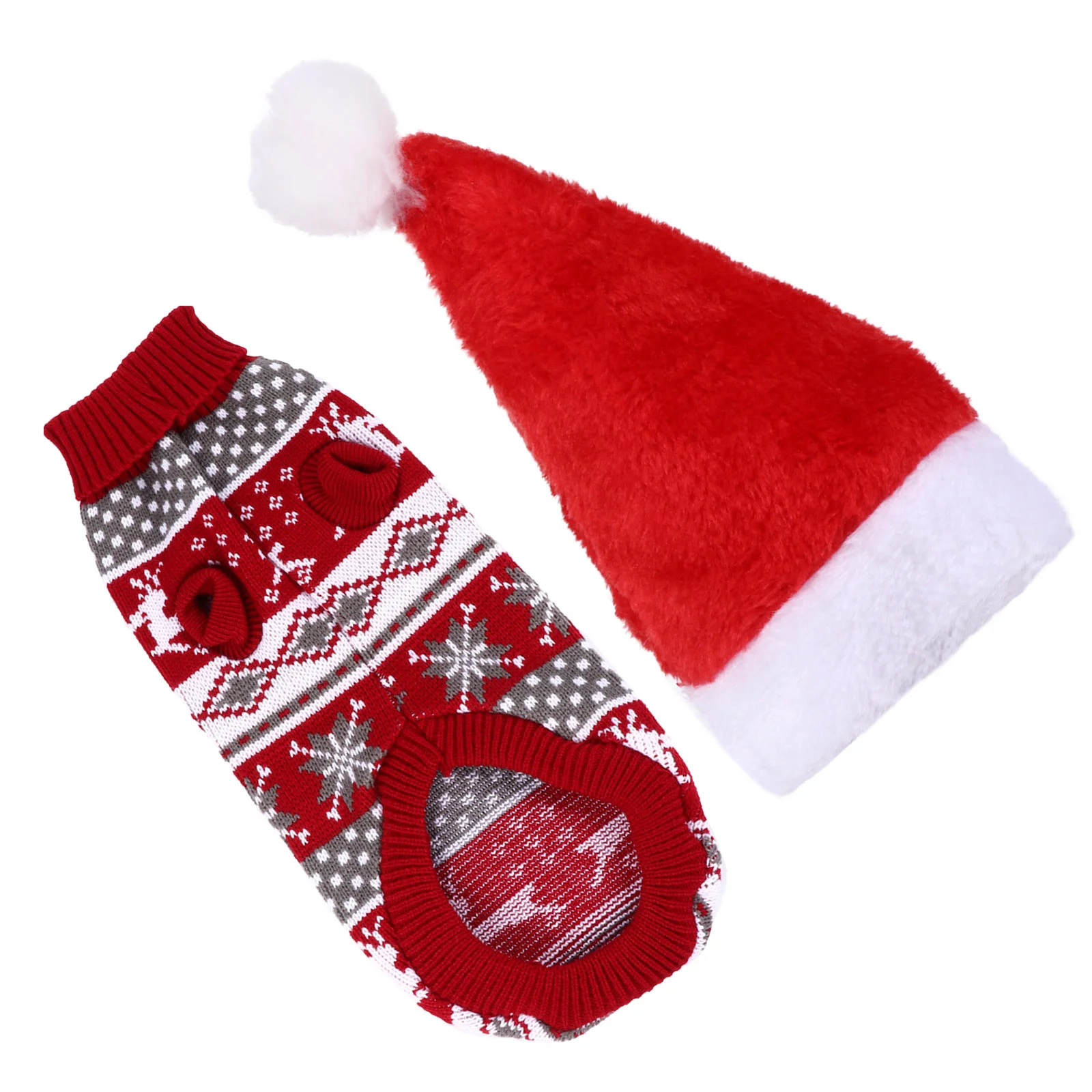 

Christmas Pet Dog Costume Clothes Hat Santa Cat Knittedchristmsas Holidaysweater Warm Outfit Jumpsuit