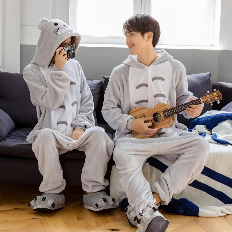 Unisex Adult Animal Pajama Warm Sleepwear Totoro Onesie One Piece Pyjama Halloween Christmas Party Cosplay Costume for Women Men