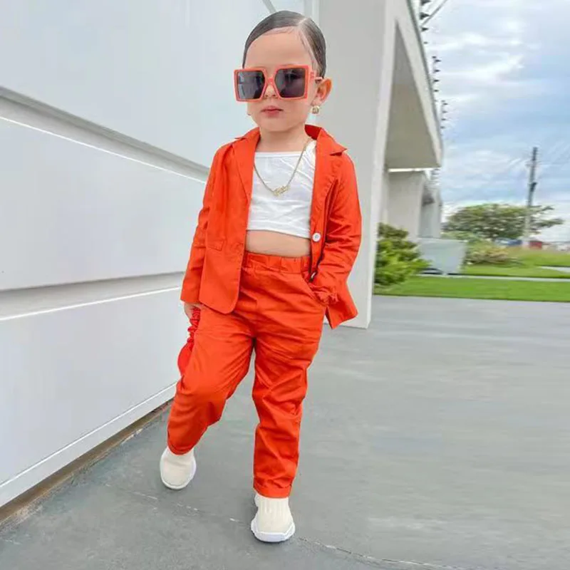 

Новинка 2023, детские летние брюки и пиджак, комплекты из пиджака и брюк для маленьких девочек 7 лет, спортивные костюмы, детская одежда в уличном стиле Y2K