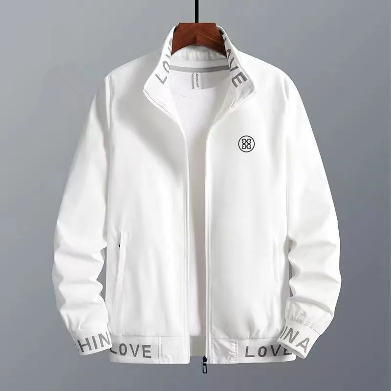 Men's Golf Clothing Mens Golf Jackets Golf Wear Men Windbreak Breathable Casual Bomber Jacket Sport Stand Collar Zipper Coats