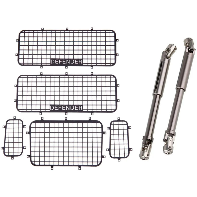 

2Pcs Scx10 Steel Universal Drive Shaft With Cvd 90-115Mm & 5Pcs Metal Window Mesh Protective Net With Screws