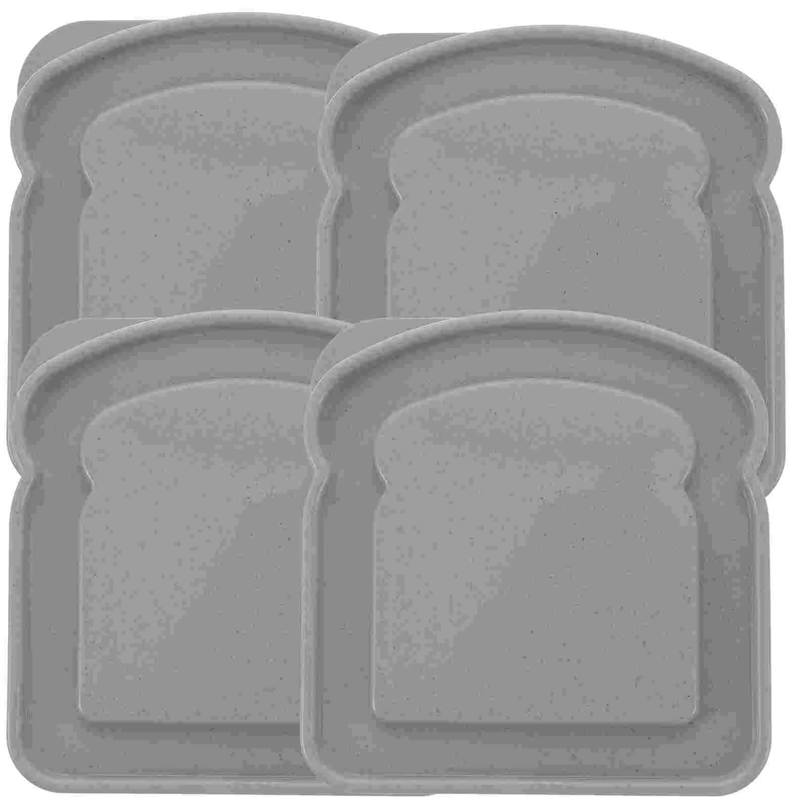 

4 Pcs Food Container Sandwich Box Small Toast Square Containers Lids Outdoor Bread Child