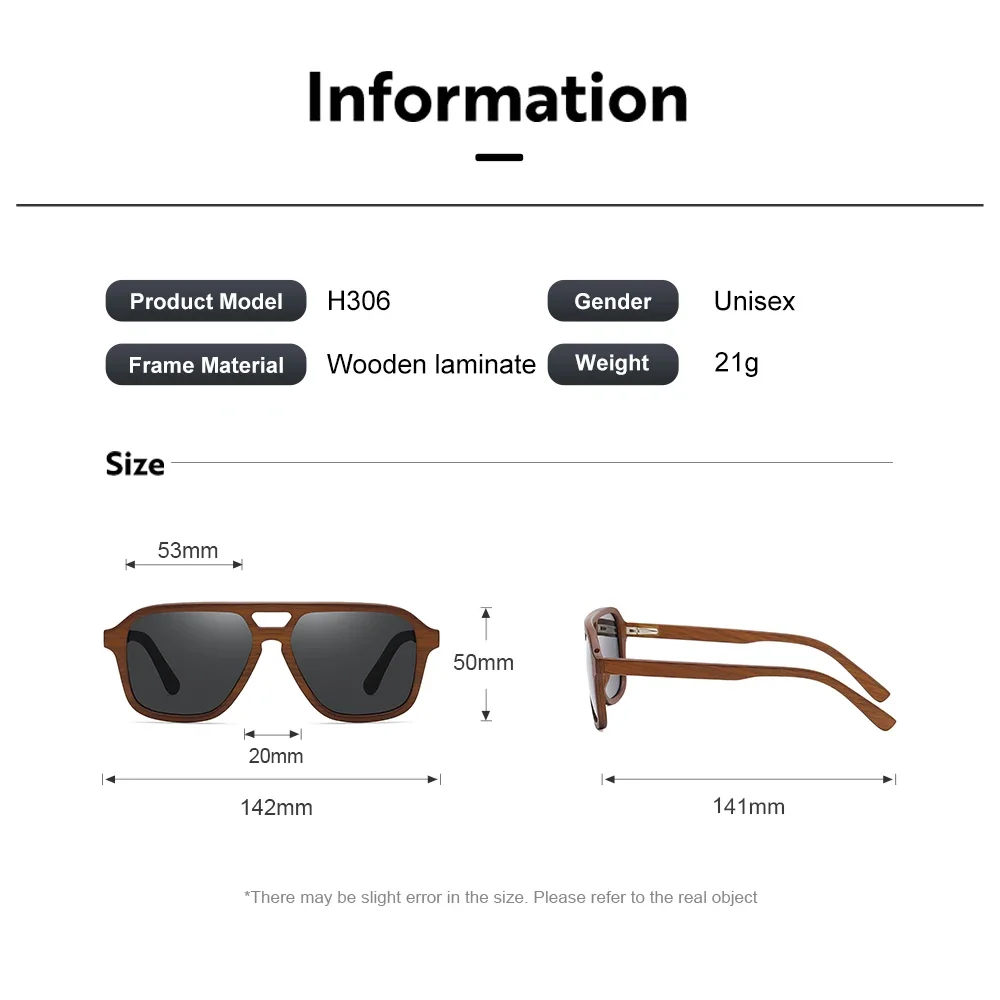 Модные поляризованные деревянные солнцезащитные очки HD из дуба для мужчин и