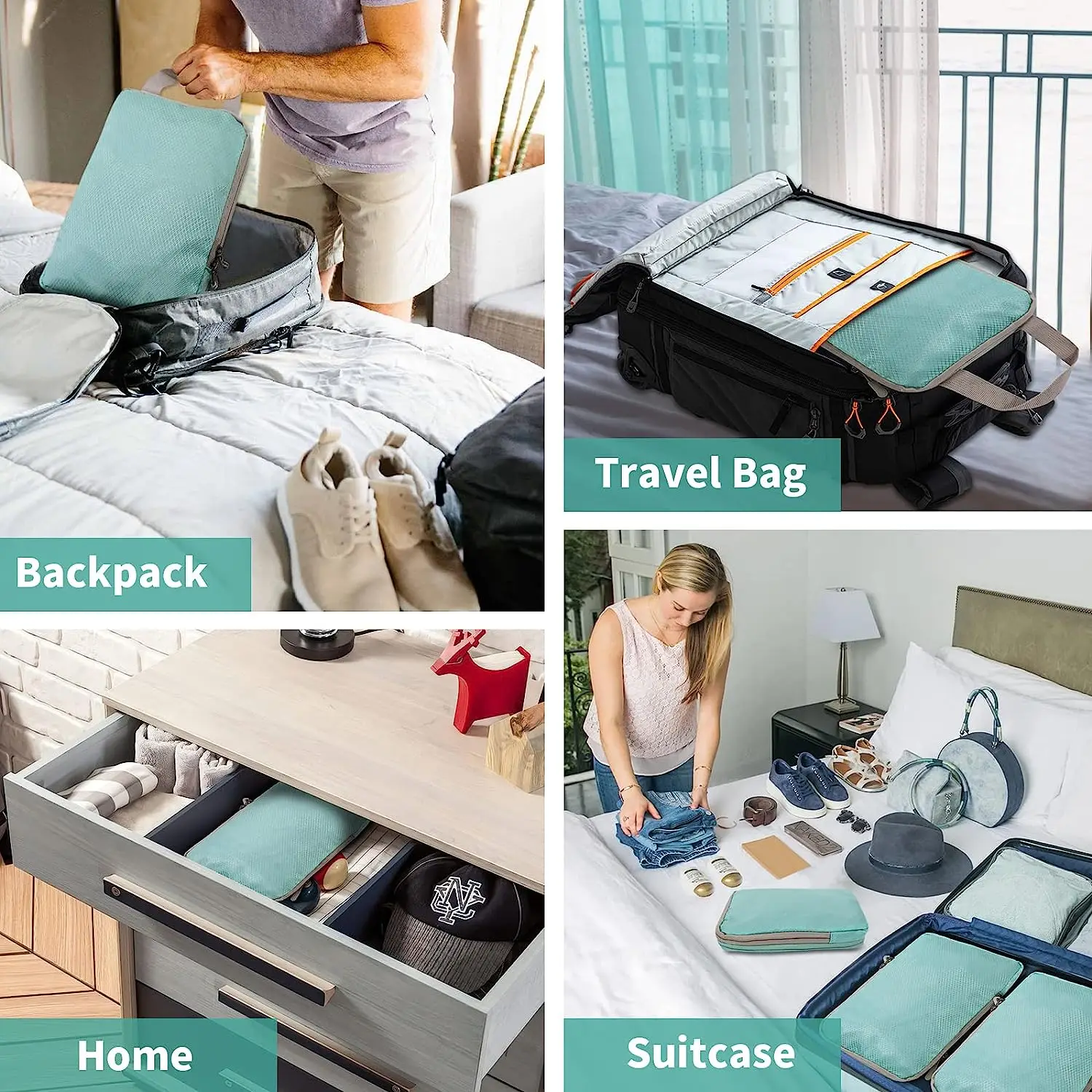 9 pcs Compression Packing Cubes for Suitcases Travel Compression Bags for Packing Suitcase Organizer Bags Set Travel Accessories