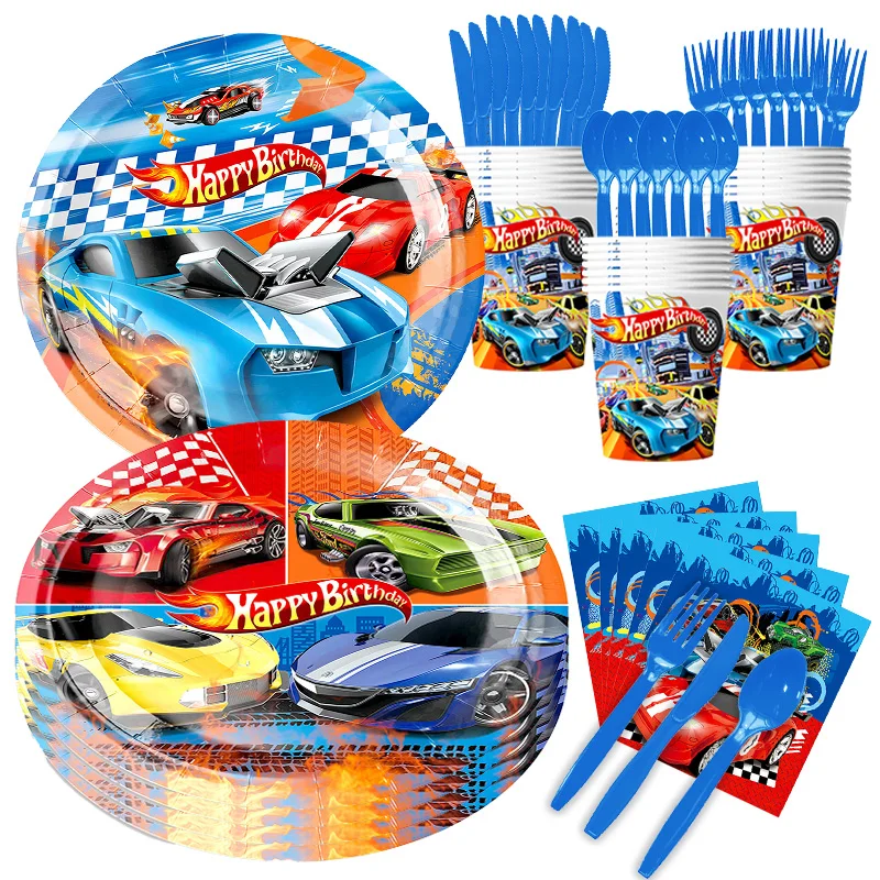 Hot Wheels гоночные автомобили тема украшения на день рождения набор посуды торт флаг