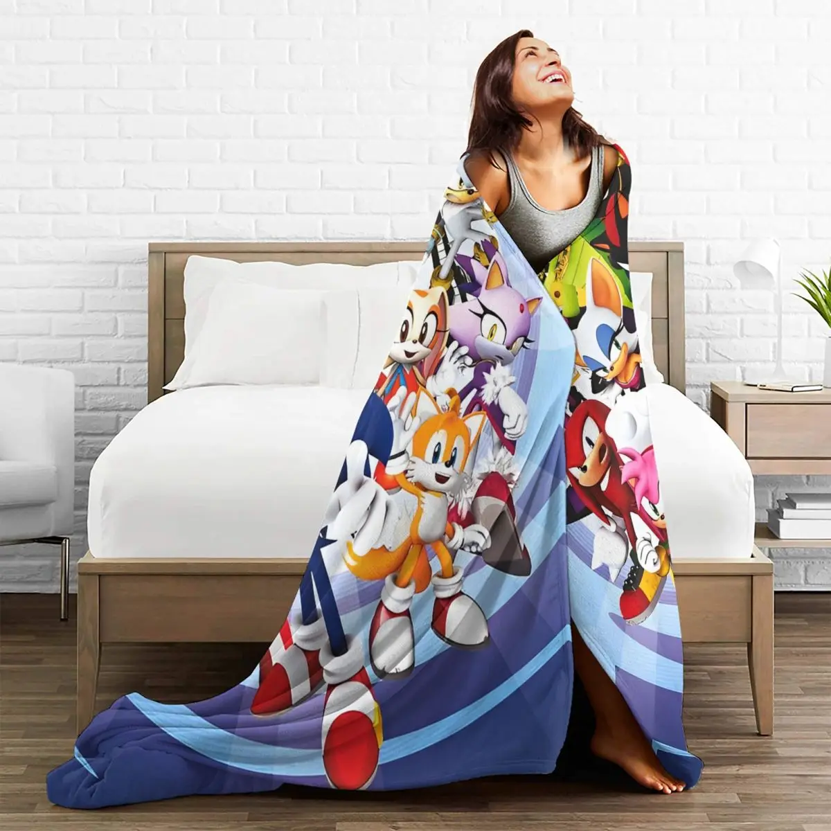 Одеяло S-Sonic в стиле ретро с мультяшными героями японское крутое плюшевое