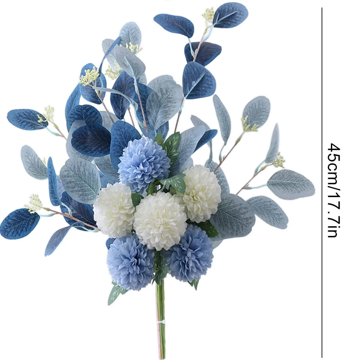 

White Fake Flowers Blue Bouquet Hydrangea Artificial Flowers Chrysanthemum Silk Flowers Artificial for Decoration Flower