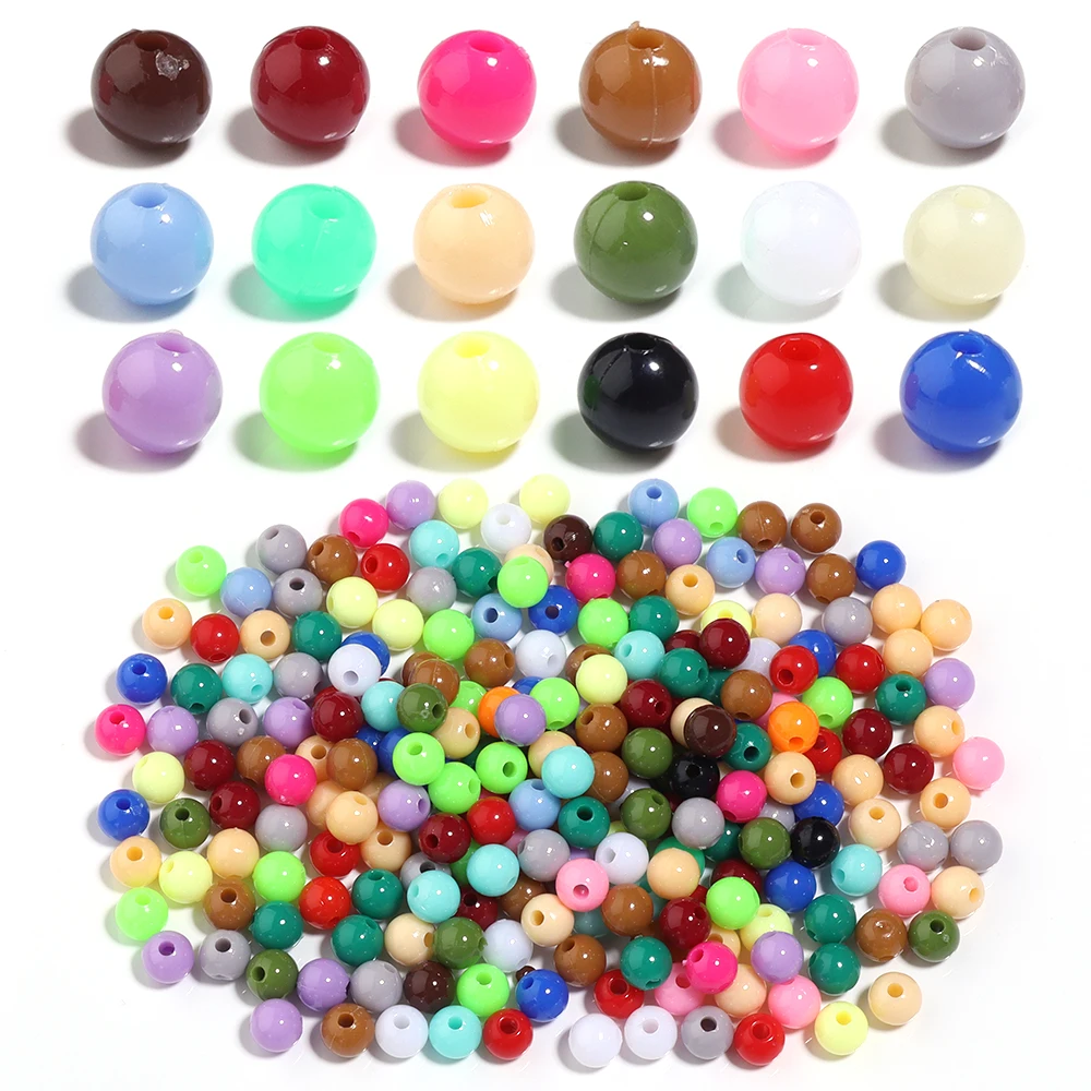 100 шт. 6 мм непрозрачные разноцветные акриловые пластиковые бусины