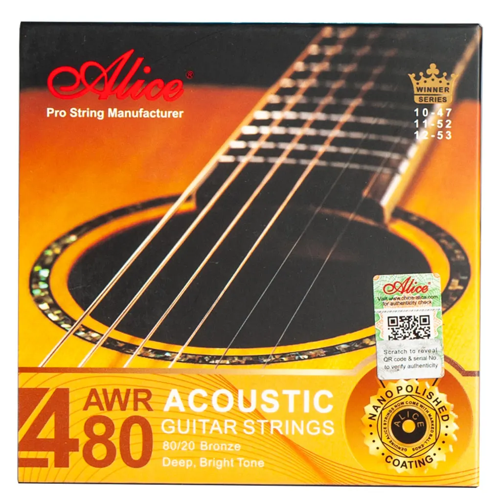 

Alice AWR480 AWR486 Muti-Layer Nano Coating Anti-Rust Long Life Acoustic Guitar Strings 1st-6th Gitar Accessories