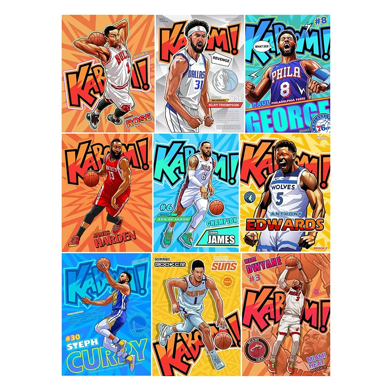 Фото Коллекционные карточки Panini Basketball Kaboom Series: Вембаньяма, Карри, Джеймс, Уэйд, Дюрант, Халибертон, Александр. Сделай сам. Подарок. №3