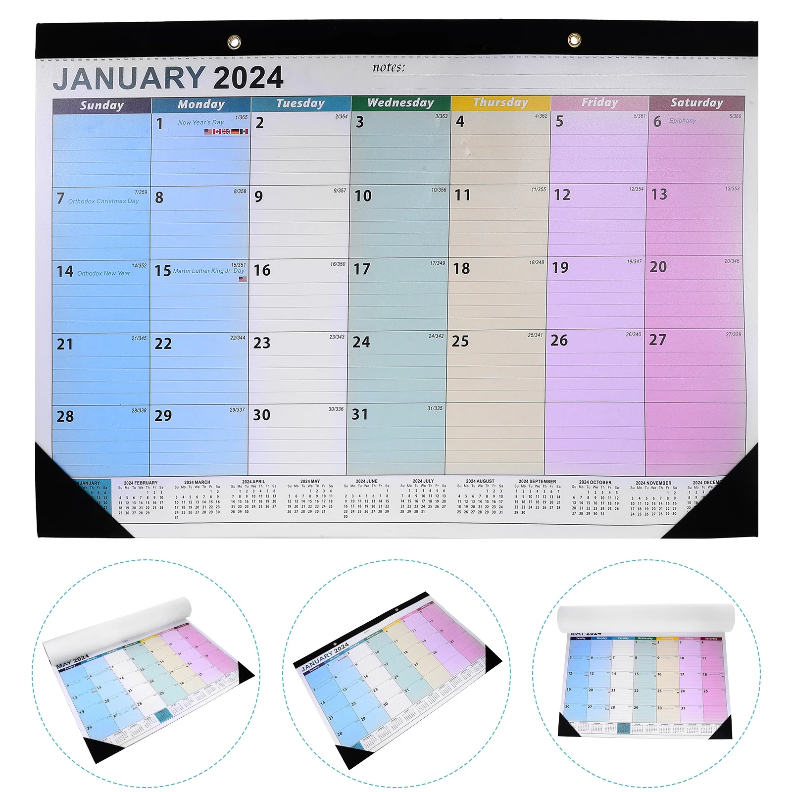 

20232024 Taiwan Wall Calendar English Agenda Decorative Planner Desktop Delicate Paper Calander 2023/24