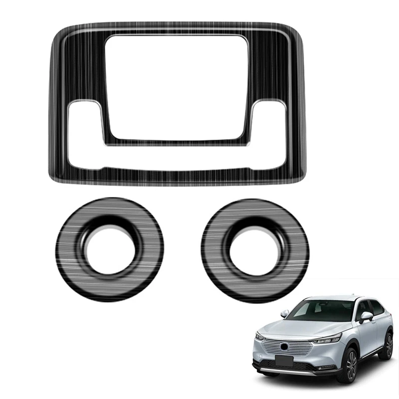 

3Pcs Black Titanium Brushed Interior Front Rear Reading Light Lamp Cover Trim Sticker For Honda Vezel HR-V HRV 2021 2022