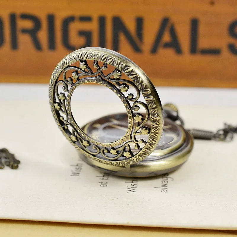 Luxury Vintage Mechanical Pocket Watch for Men Women hollow Dial Roman Hexagon Case Fob Chain Pendant Clock for Collection Gifts