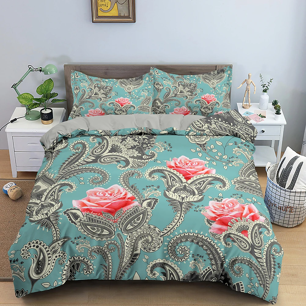 

Floral Plant Print Bedding Set For Adults Kids Polyester Soft With Pillowcase Breathable Quilt Cover Queen King Size Duvet Cover