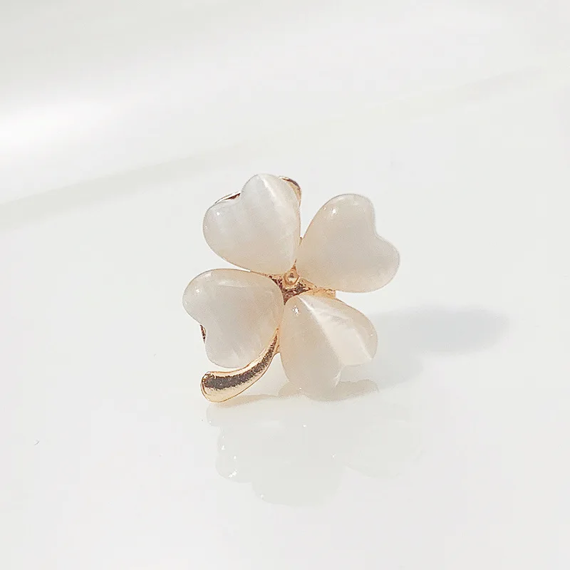 Опаловый зеленый четырехлистный клевер, фотобулавка, маленькое милое Новое растение, кот, рыба, фотобулавка, значок для девушек, платье, ювелирные изделия, подарок